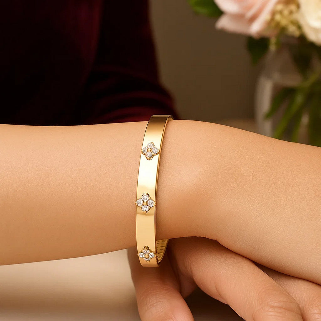 14K Yellow Gold Trilogy Diamond Bangle