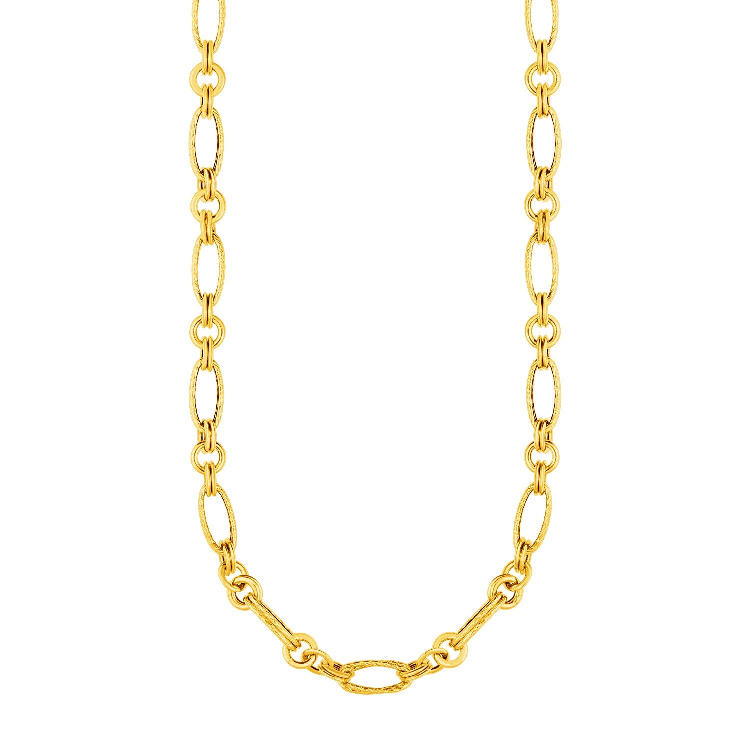 14K Yellow Gold Twisted and Polished Link Necklace