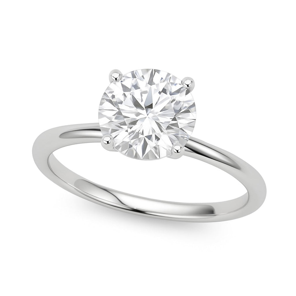 1 Carat Round Lab Grown IGI G/VS1 Diamond Solitaire Ring in 14K White Gold
