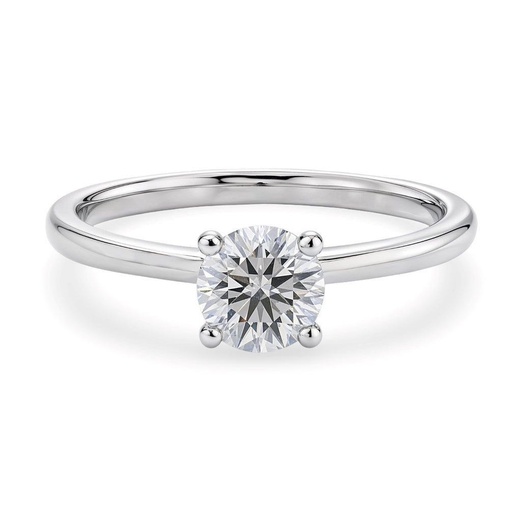 1 Carat Round Lab Grown IGI G/VS1 Diamond Solitaire Ring in 14K White Gold