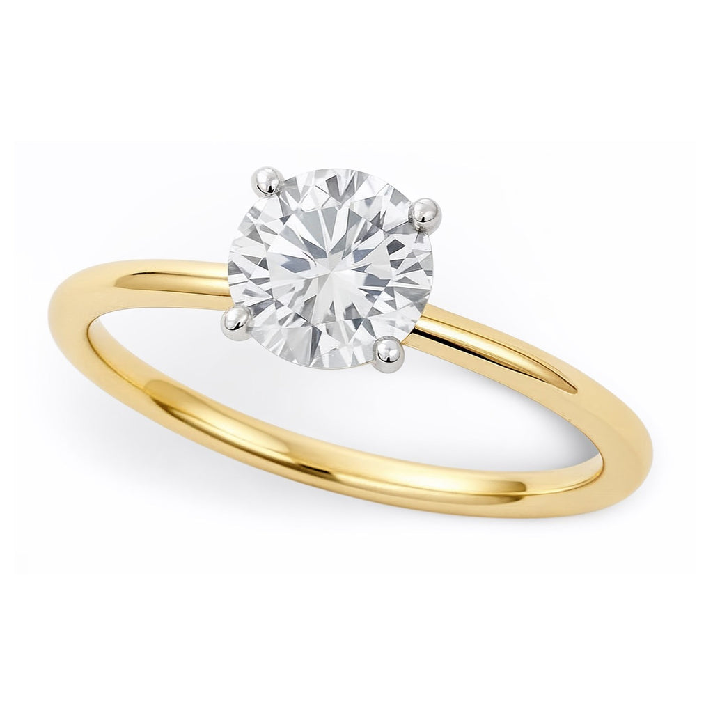 3/4 Carat Round Lab Grown IGI G/VS1 Diamond Solitaire Ring in 10K Yellow Gold