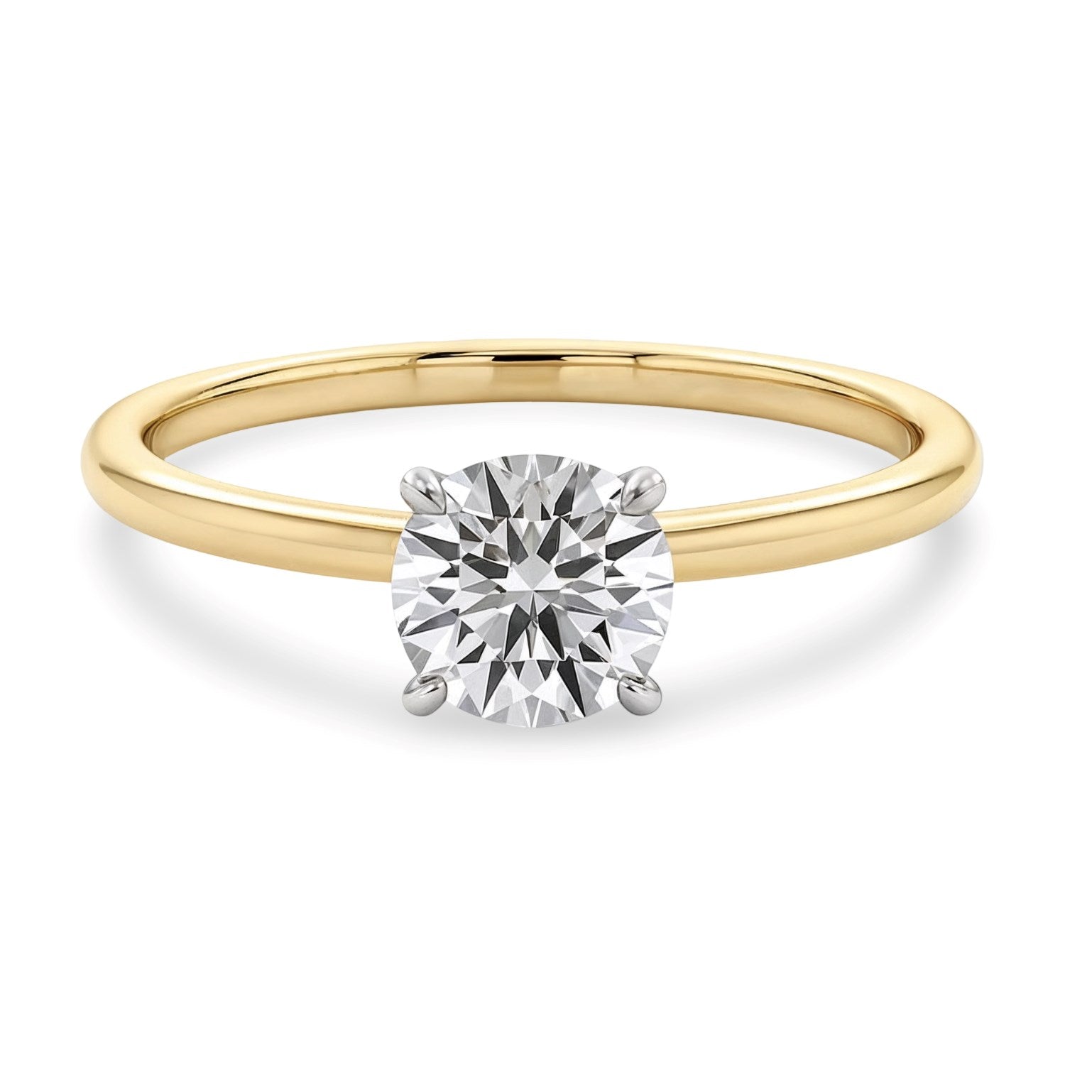 3/4 Carat Round Lab Grown IGI G/VS1 Diamond Solitaire Ring in 10K Yellow Gold