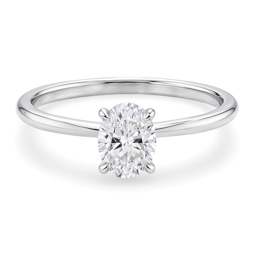 1 Carat Oval Lab Grown IGI G/VS1 Diamond Solitaire Ring in 10K White Gold