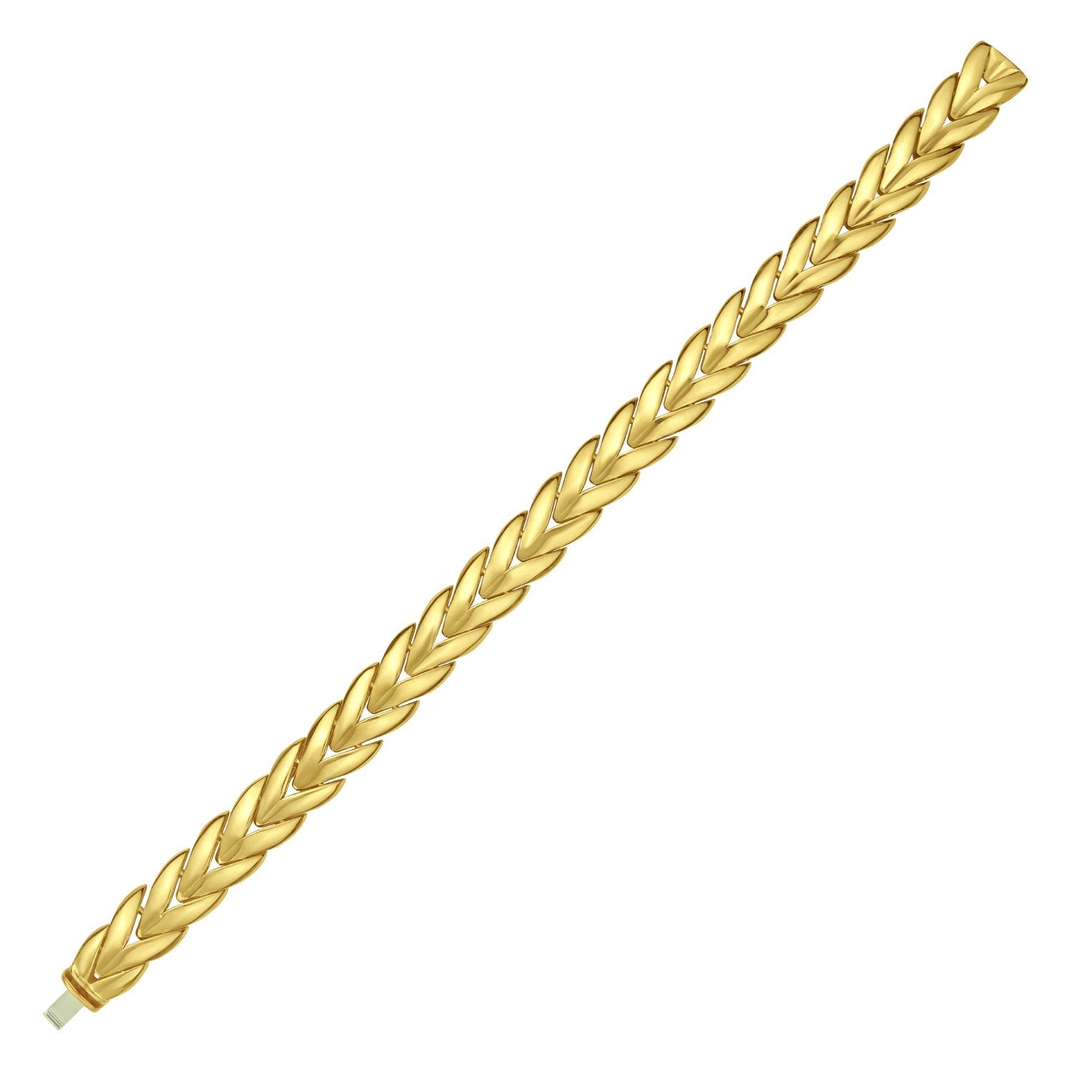 14K Yellow Gold Chevron Link Bangle (10.00 mm)