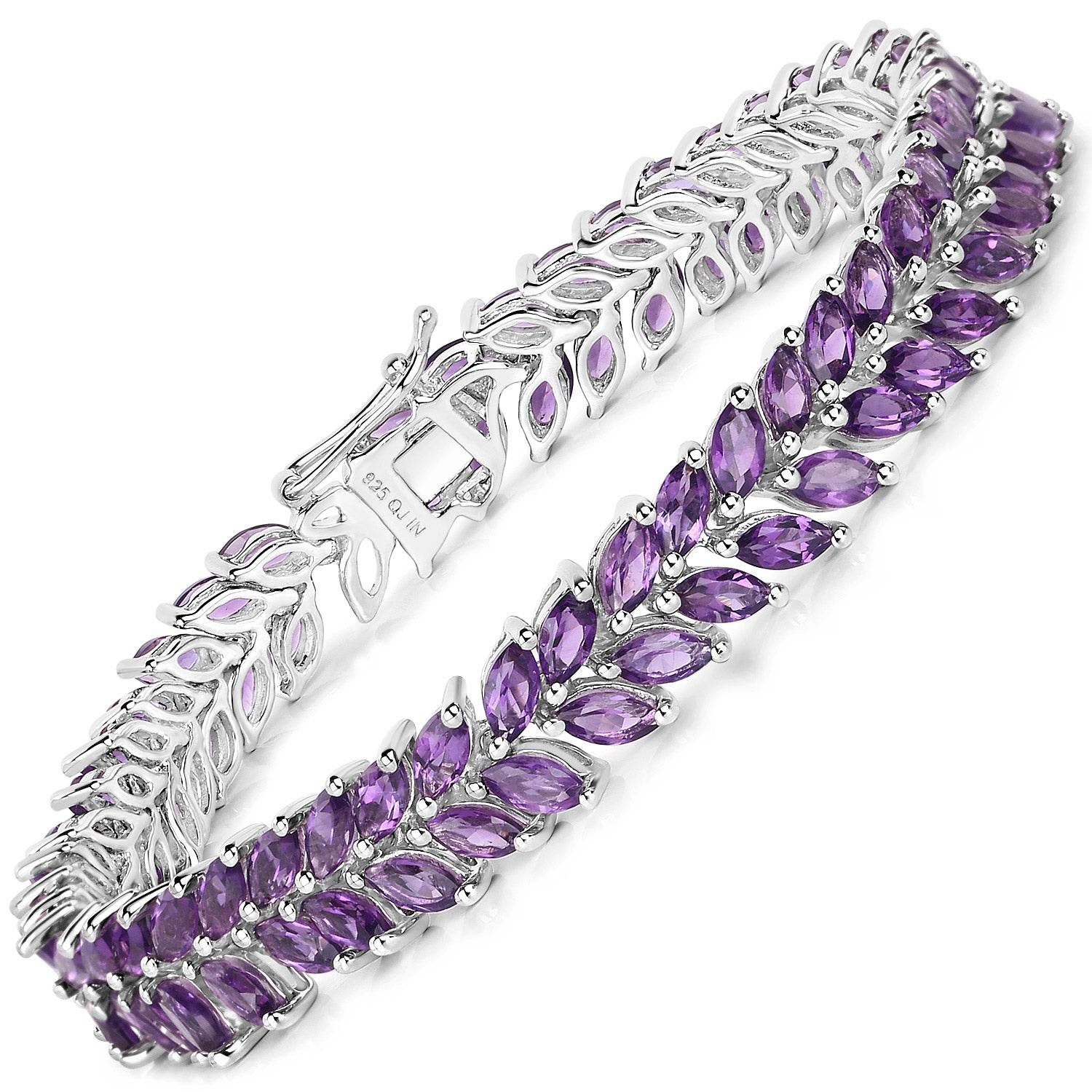 Amethyst Sterling Silver Bracelet (13.80 ct) Style B - gallery