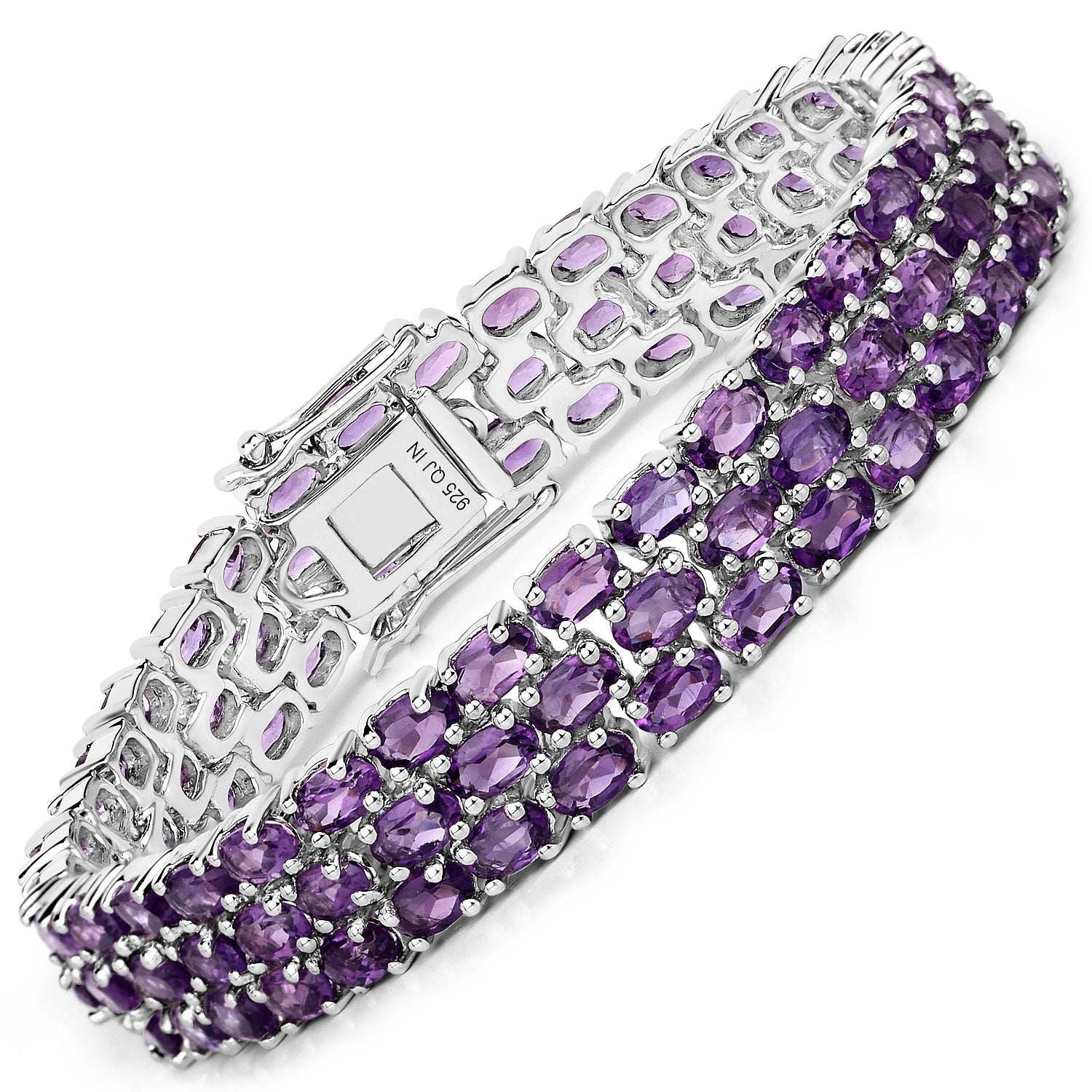 Amethyst Sterling Silver Bracelet (18.72 ct) - gallery