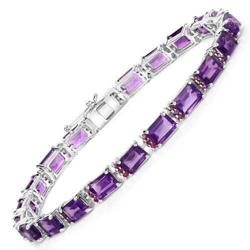 Amethyst & Rhodolite Granet Sterling Silver Bracelet