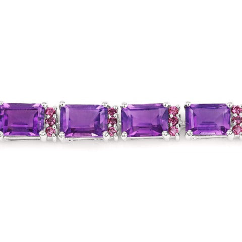 Amethyst & Rhodolite Granet Sterling Silver Bracelet