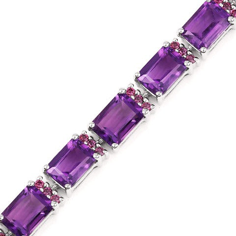 Amethyst & Rhodolite Granet Sterling Silver Bracelet