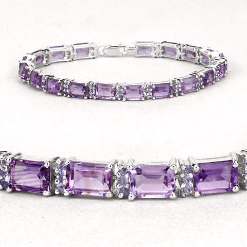 Amethyst & Rhodolite Granet Sterling Silver Bracelet