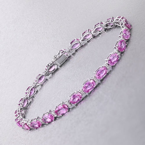 Pink Sapphire 14K White Gold Bracelet