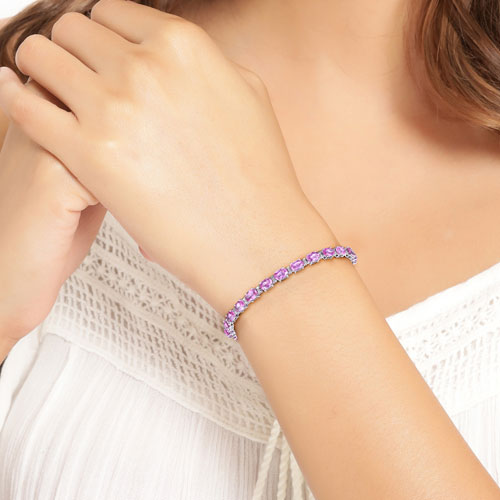 Pink Sapphire 14K White Gold Bracelet