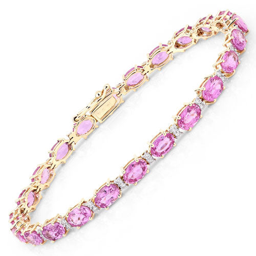 Pink Sapphire 14K Yellow Gold Bracelet