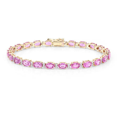 Pink Sapphire 14K Yellow Gold Bracelet