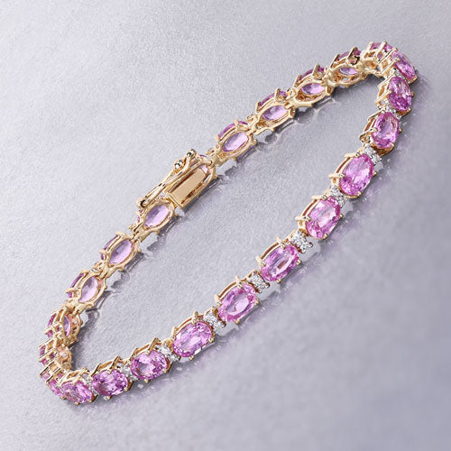 Pink Sapphire 14K Yellow Gold Bracelet