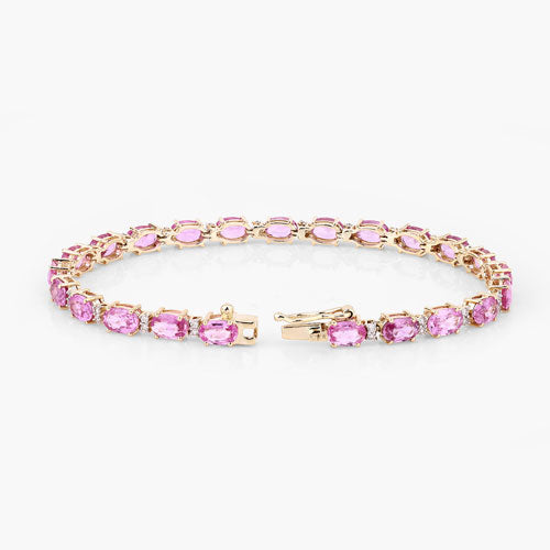 Pink Sapphire 14K Yellow Gold Bracelet
