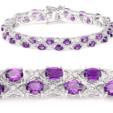 Amethyst & Topaz Sterling Silver Bracelet