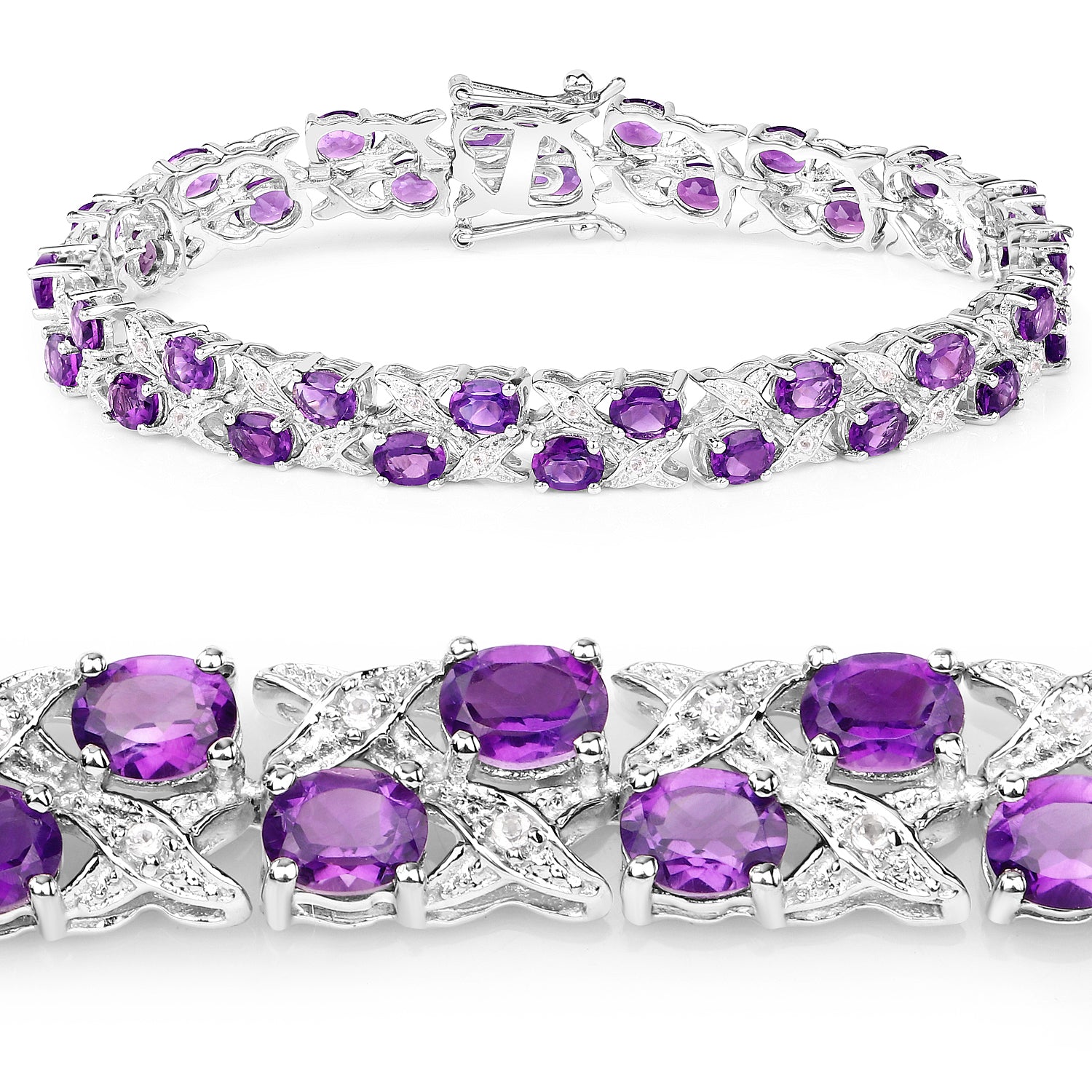 Amethyst & Topaz Sterling Silver Bracelet - view1