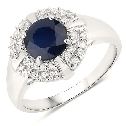 Blue Sapphire 10K White Gold Ring