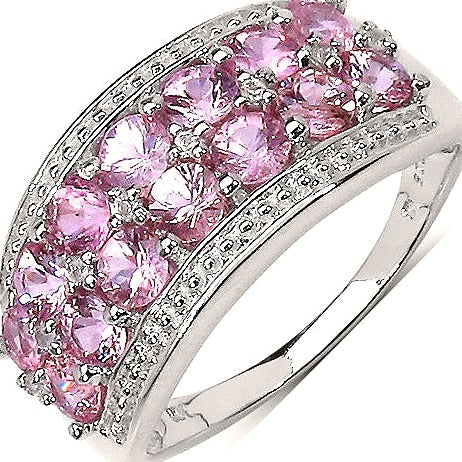 Pink Sapphire & White Topaz Sterling Silver Ring