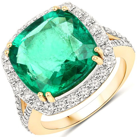 Zambian Emerald 18K Yellow Gold Ring Style B