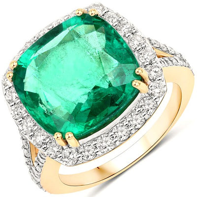 Zambian Emerald 18K Yellow Gold Ring Style B