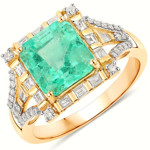 Colombian Emerald 14K Yellow Gold Ring (3.57 ct)