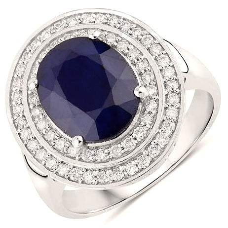 Blue Sapphire 14K White Gold Ring (4.82 ct)