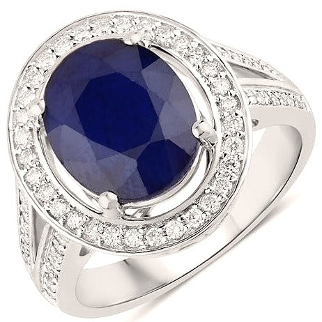Blue Sapphire 14K White Gold Ring (4.74 ct)