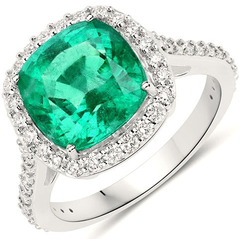 Zambian Emerald 18K White Gold Ring
