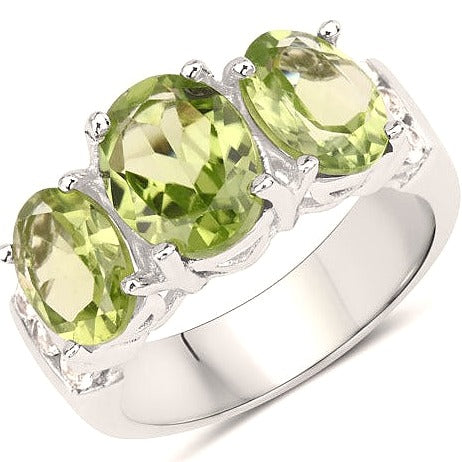 Peridot and White Topaz Sterling Silver Ring Style C