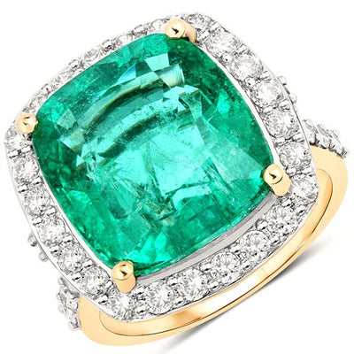 Zambian Emerald 18K Yellow Gold Ring Style D