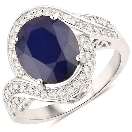 Blue Sapphire 14K White Gold Ring (4.69 ct)