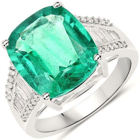 Zambian Emerald 18K White Gold Ring Style B