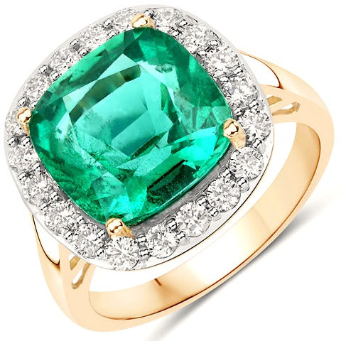 Zambian Emerald 18K Yellow Gold Ring Style E