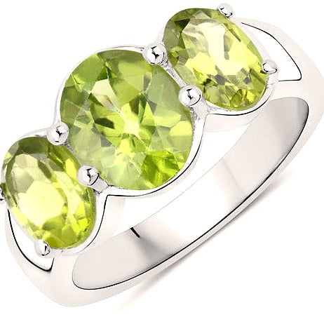 Peridot Sterling Silver Ring (3.36 ct)