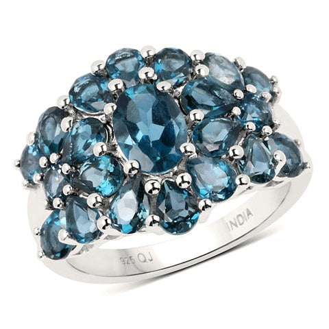 London Blue Topaz Sterling Silver Ring (4.24 ct)