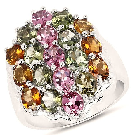 Multi Tourmaline Sterling Silver Ring