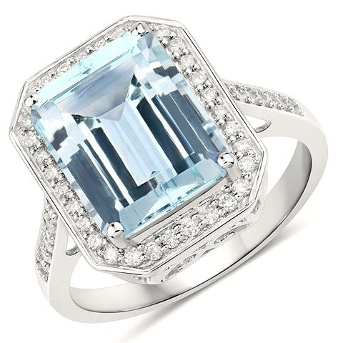 Aquamarine 14K White Gold Ring (4.69 ct)