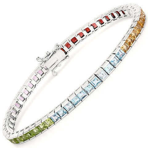 Multi-Stone Sterling Silver Bracelet (8.55 ct)