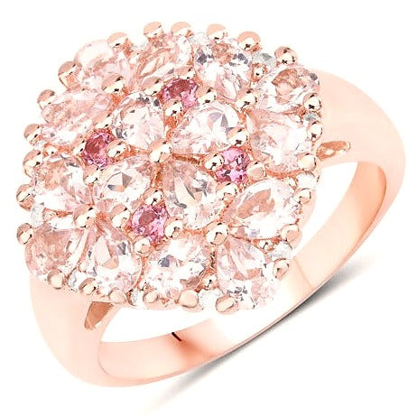 Morganite, Pink Tourmaline Sterling Silver Ring
