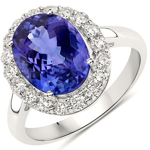 Tanzanite & Diamond 14K White Gold Ring