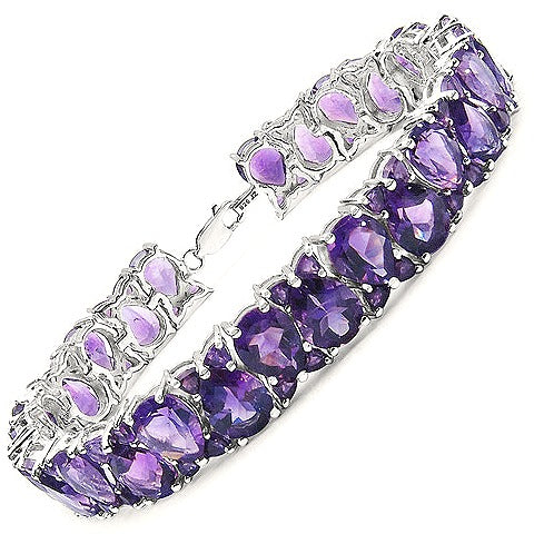 Amethyst Sterling Silver Bracelet (28.35 ct)