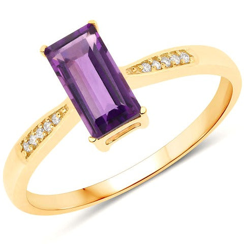 Amethyst & Diamond 14K Yellow Gold Ring