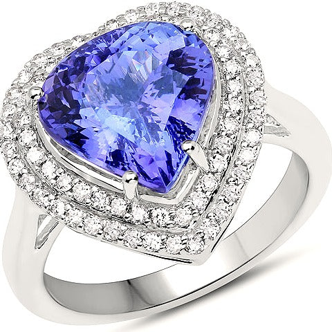 14K White Gold Tanzanite & Diamond Ring