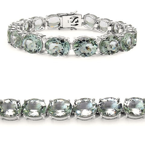 Green Amethyst Sterling Silver Bracelet