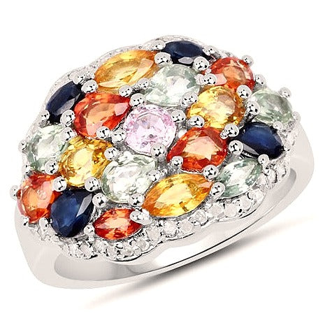 Multi Sapphire Sterling Silver Ring (2.85 ct)