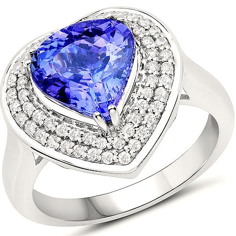 14K White Gold Tanzanite & Diamond Ring Style B