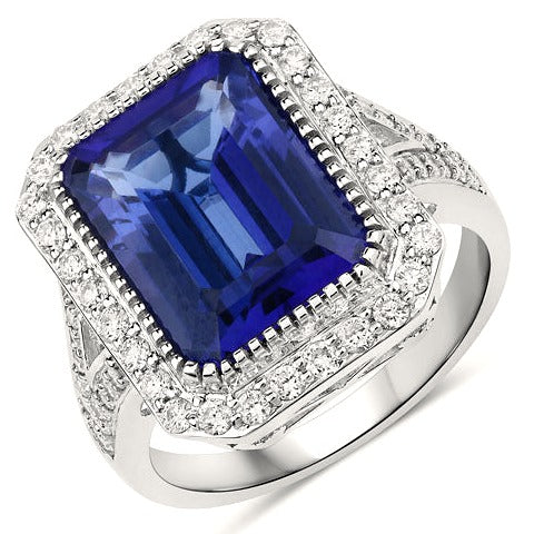 Tanzanite & Diamond 18K White Gold Ring