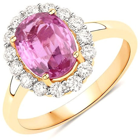 Pink Sapphire 14K Yellow Gold Ring Style D